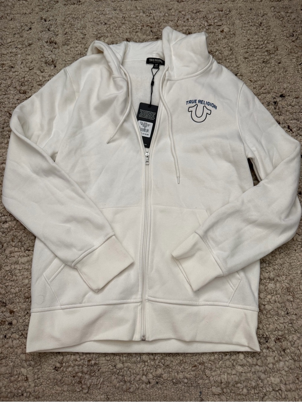 True Religion White Zip Hoodie